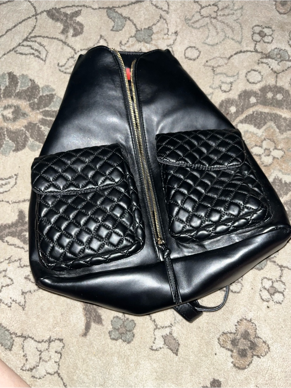Black Quilted Front-Pocket Women’s Backpack